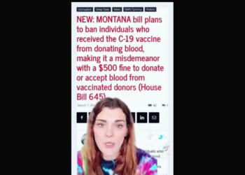 A Montana Bill Will Ban Individuals Who Received the COVID Vaccine From Donating Blood (VIDEO)