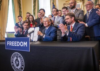 Governor Abbott Signs COVID Vaccine Freedom Bill At Governor’s Mansion